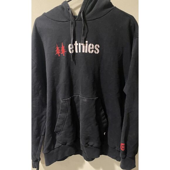VTG Etnies Black Trees Pullover Hoodie Sweater Size Large 90s 00s - Picture 3 of 7